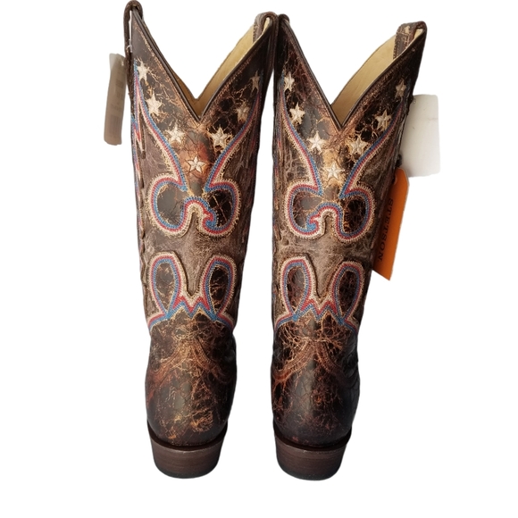 Stetson Leather Cowboy Boots 8.5 Red/White/Blue Western Rodeo Festival Event - Picture 8 of 14